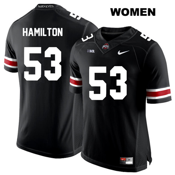 Ohio State Buckeyes Women's Davon Hamilton #53 White Number Black Authentic Nike College NCAA Stitched Football Jersey JK19F42RL